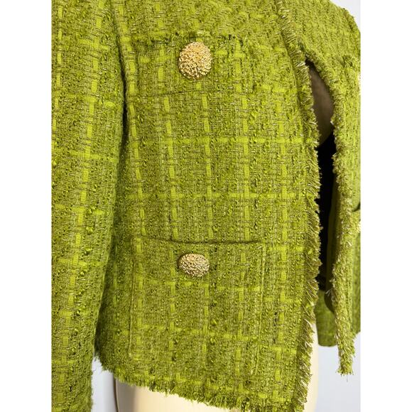 Mango Tweed Jacket with Jewel Buttons Green women's S Classic - Picture 8 of 13